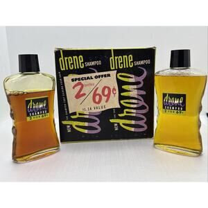 Vintage Box Set DRENE Shampoo Proctor & Gamble Silkens Hair Glass Bottles
